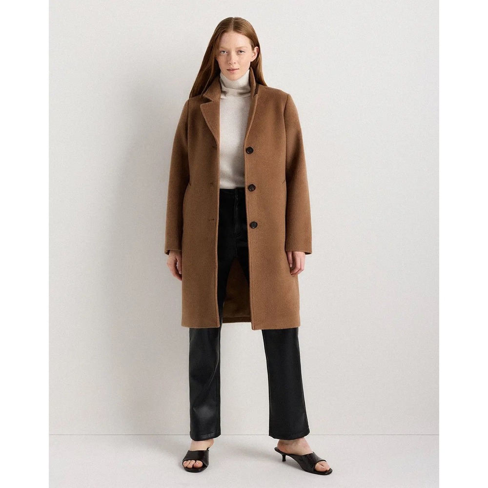 Quince Italian Wool Camel Hair Single Breasted Midi Coat Women's XS NWT